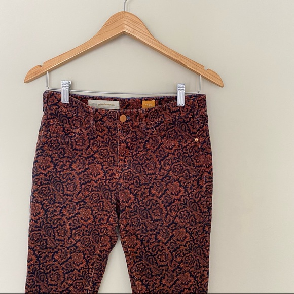 PILCRO AND THE LETTERPRESS Navy Orange Serif Corduroy Pants Paisley - Picture 3 of 13